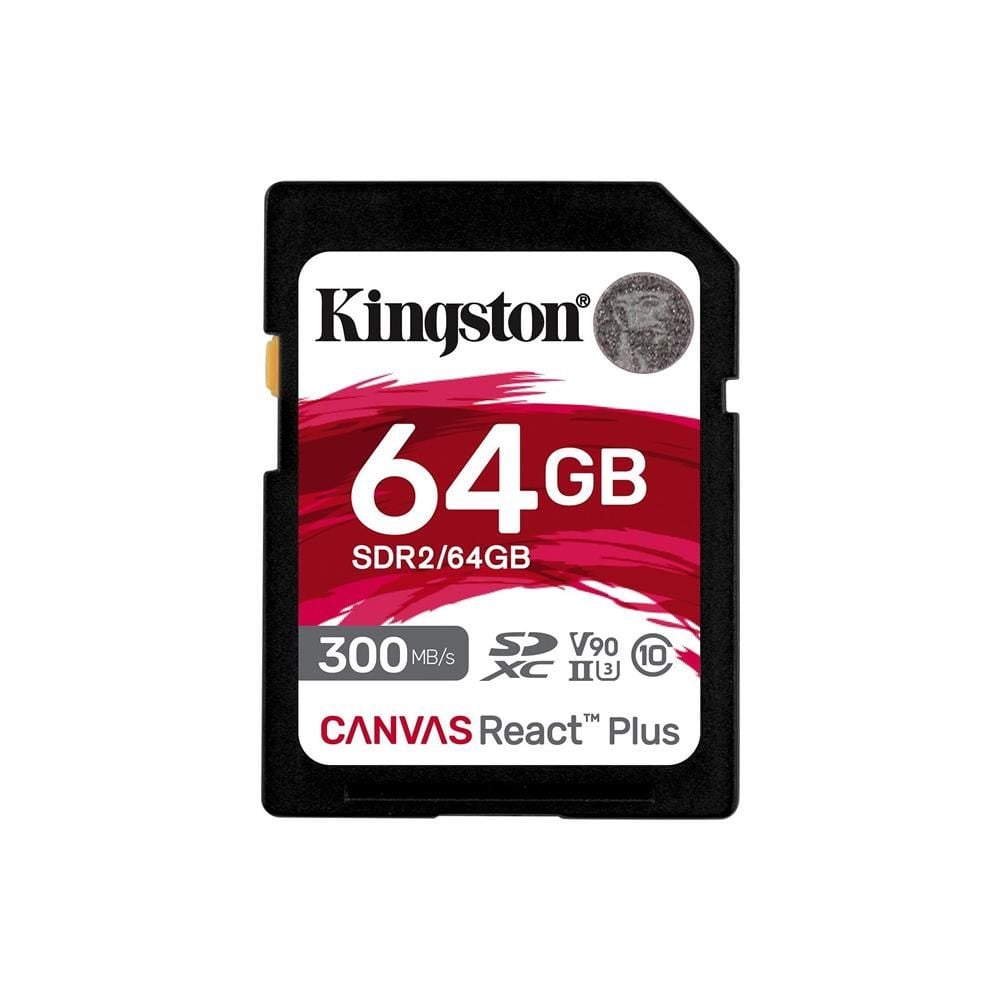 Kingston SDR2-64GB Canvas React Plus SDXC UHS-II 300R-260W U3 V90 Full HD/4K/8K Hafıza Kartı