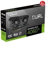 ASUS Dual GeForce RTX 4060 Ti EVO OC Edition 8 GB GDDR6 128‑bit PCIe 4.0 OC‑Modlu 4352 CUDA Core Ada Lovelace Ray Tracing Tensor Core 0dB Fan Ekran Kartı