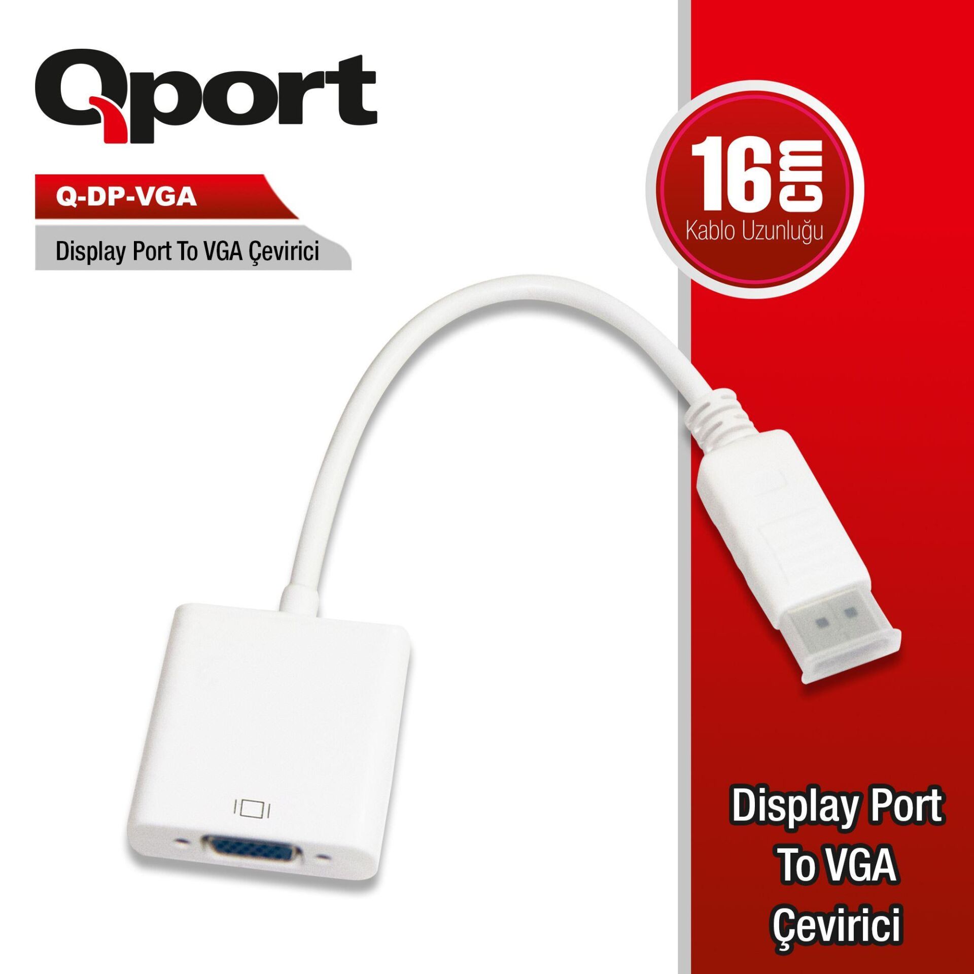 QPORT Q-DP-VGA DV DisplayPort to VGA Dönüştürücü
