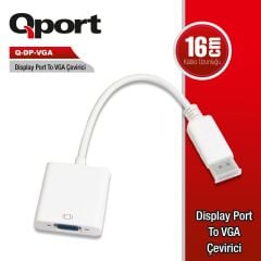 QPORT Q-DP-VGA DV DisplayPort to VGA Dönüştürücü