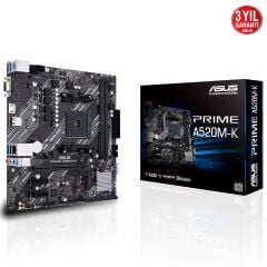 Asus Prime A520M-K AMD A520 Soket AM4 DDR4 4600MHz(OC) M.2 Micro-ATX Anakart