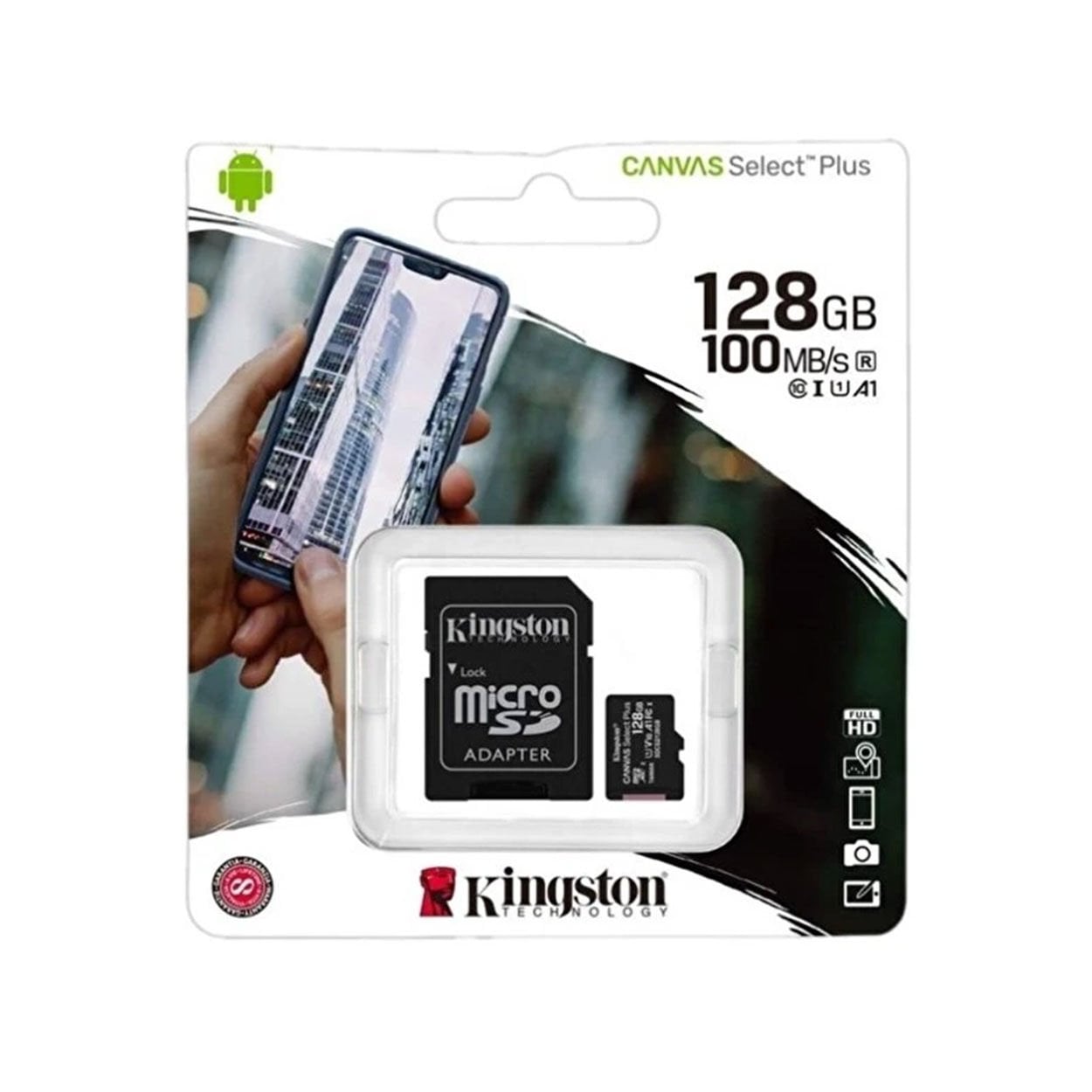 KINGSTON 128GB Canvas Select Plus Gen3 MicroSDXC UHS-I 150MB/S CL10 Card + Adapt