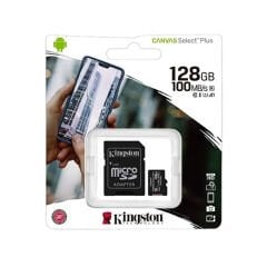 Kingston Canvas Select Plus 128GB MicroSDXC Class 10 UHS-I U3 V30 A1 100-150MB/s Hafıza Kartı + Adaptör (SDCS2/128GB)
