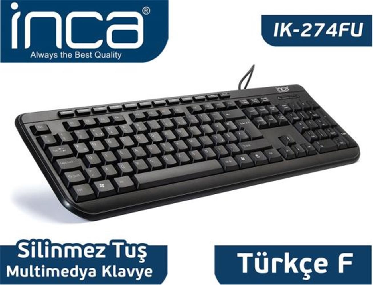 Inca IK-274FU F-USB Multimedya Siyah Laser Print Klavye