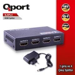 QPORT Q-SPL4 Full HD 1 Giriş 4 Çıkışlı HDMI Splitter (Sinyal Çoğaltıcı) - HDMI Görüntü Dağıtıcı