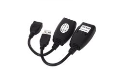 Vcom CU824 USB‑RJ45 Extender Plastik Uzatıcı 45 m Siyah USB 2.0 (480 Mb/s)