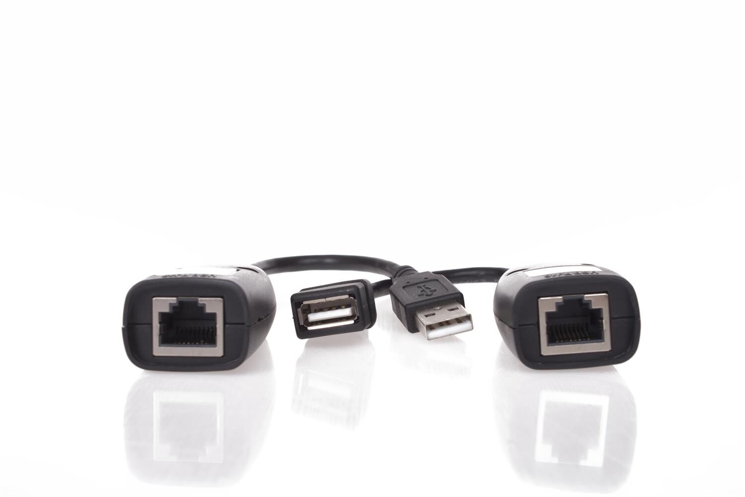 Vcom CU824 USB‑RJ45 Extender Plastik Uzatıcı 45 m Siyah USB 2.0 (480 Mb/s)