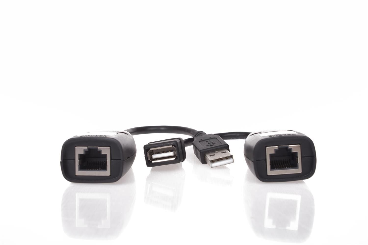 Vcom CU824 USB‑RJ45 Extender Plastik Uzatıcı 45 m Siyah USB 2.0 (480 Mb/s)