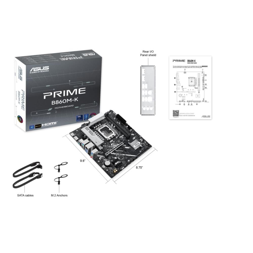 Asus PRIME B860M-K Intel B860 LGA 1851 DDR5 8800MHz(OC) mATX Anakart