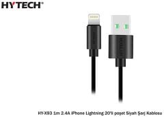 Hytech HY-X93 1 Metre 2.1A USB-A to Lightning Hızlı Şarj ve Veri Kablosu - Siyah
