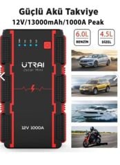 Utrai Jstar Mini 13000mAh 1000A Taşınabilir Araç Akü Takviye Cihazı (Jump Starter)