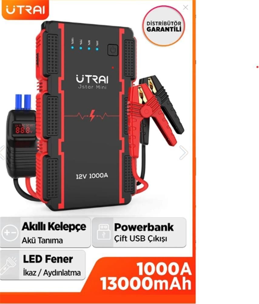 Utrai Jstar Mini 13000mAh 1000A Taşınabilir Araç Akü Takviye Cihazı (Jump Starter)