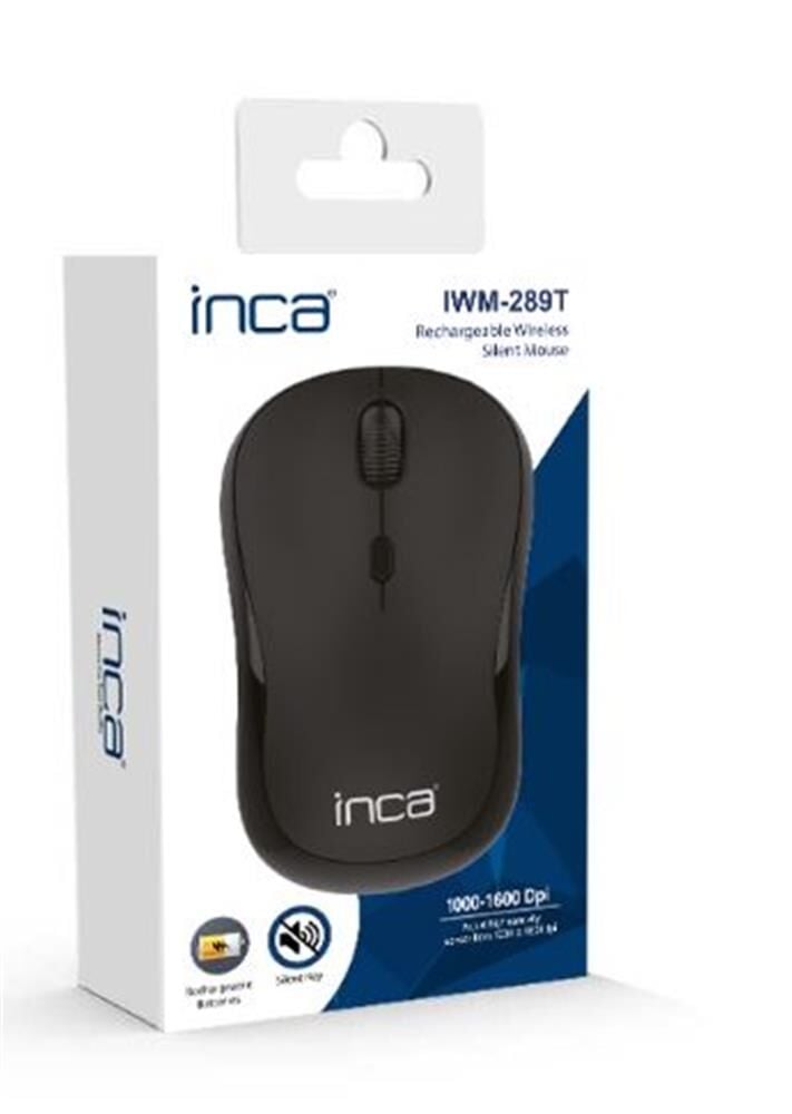 Inca IWM-289T 2.4GHz Wireless Şarj Edilebilir Sessiz Tıklama Optik Mouse - Siyah