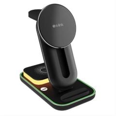 S-link SW-CWF117 15W 3'ü 1 Arada MagSafe Kablosuz Şarj Cihazı (Ayarlanabilir Stand - Siyah)