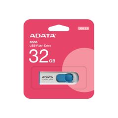 Adata C008 32GB Classic USB 2.0 Kapaksız Sürgülü Flash Bellek - Beyaz/Mavi
