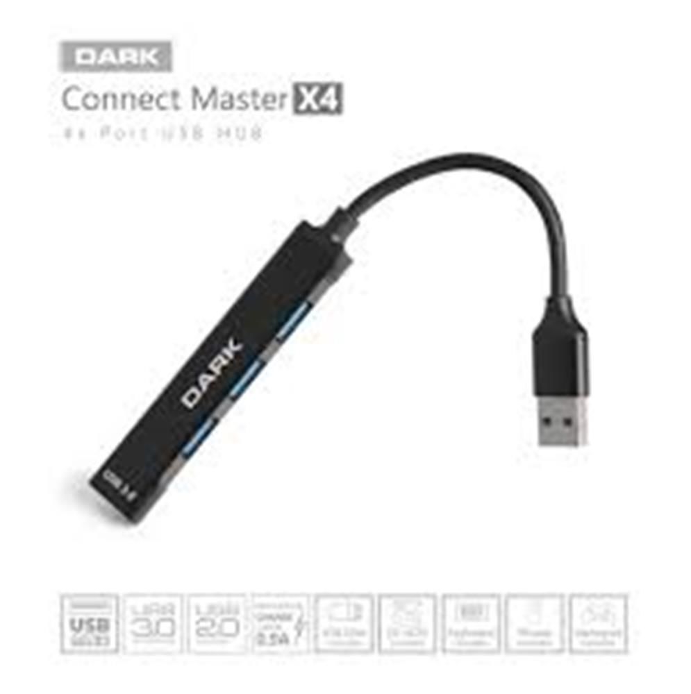 Dark DK-AC-USB34A 4 Port USB Hub (1xUSB-A 3.0, 3xUSB-A 2.0)