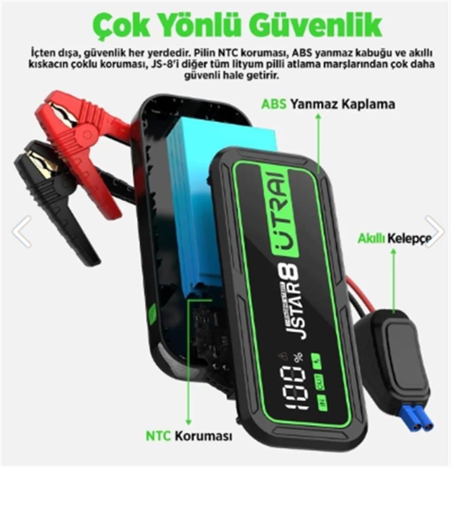 Utrai Jstar 8 20000mAh 3000A Taşınabilir Araç Akü Takviye Cihazı (Jump Starter)