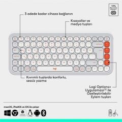 Logitech Pop Icon Combo Bluetooth Kablosuz Klavye Mouse Seti - Grafit/Beyaz 920-013076