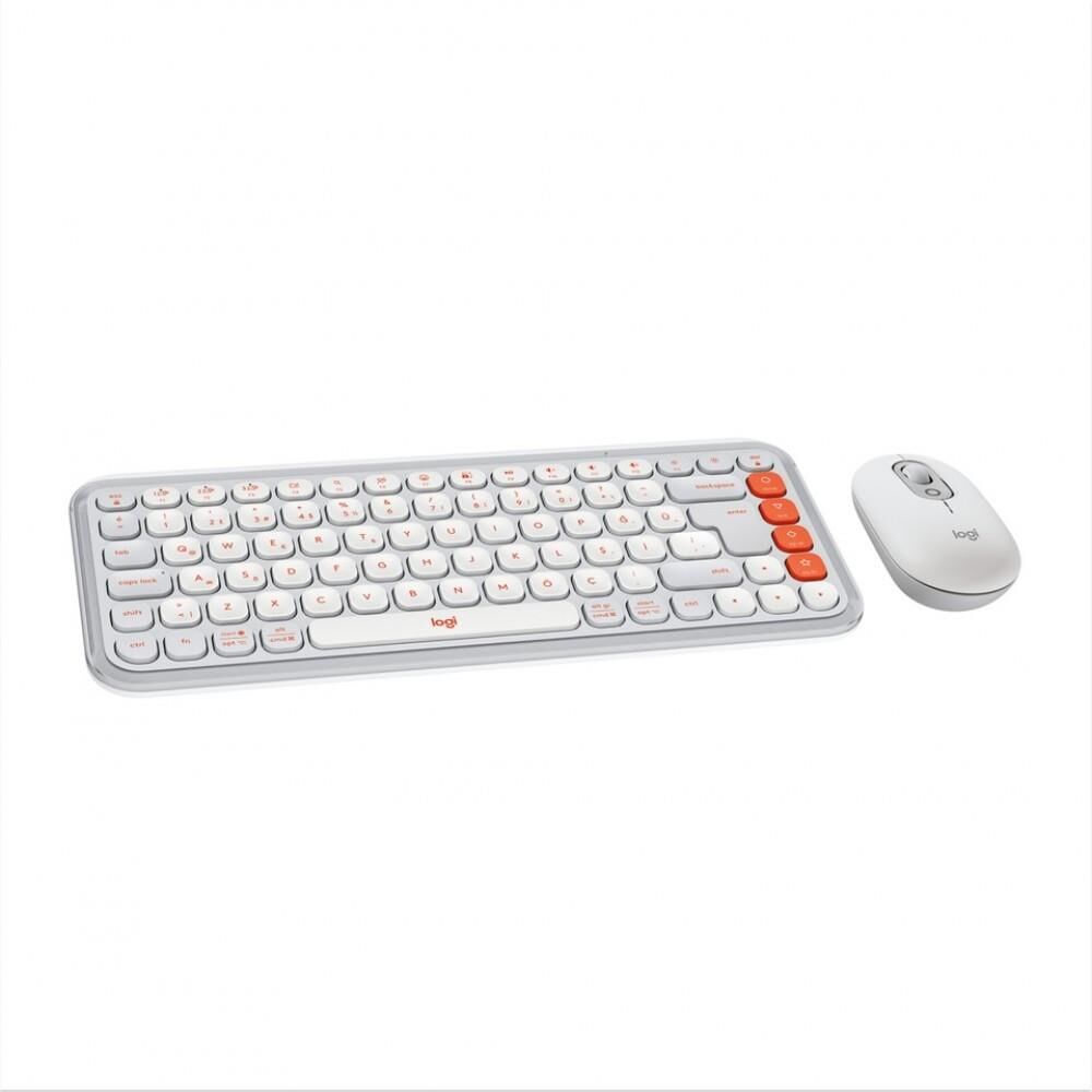 Logitech Pop Icon Combo Bluetooth Kablosuz Klavye Mouse Seti - Grafit/Beyaz 920-013076